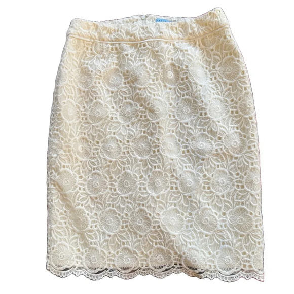 NWT Antonio Milano Becca Buttercup Fields Ivory Lace Skirt Sz 6 - Picture 2 of 5